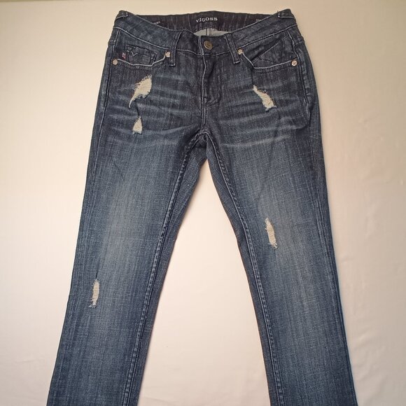 Vigoss Jeans Size 24/0 The Chelsea Skinny Low Rise Medium Wash Distressed - Picture 3 of 10